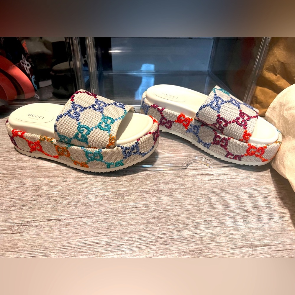 Gucci GG Multicolor Platform Sandals